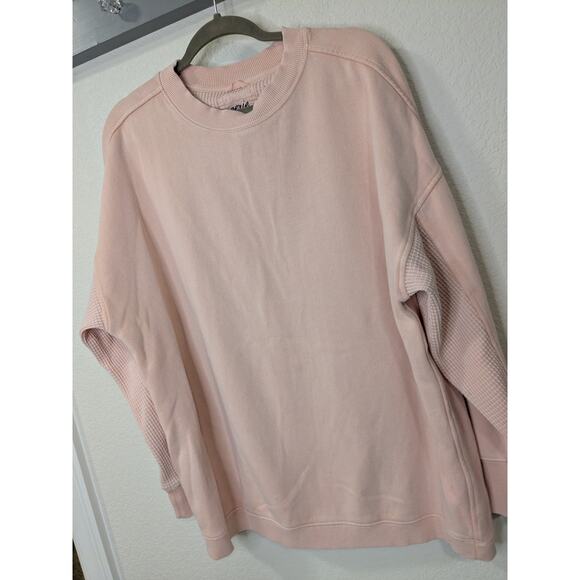 AERIE Women's Size Medium Oversized Loose Fit Crewneck Sweatshirt Light Pink - Picture 2 of 8